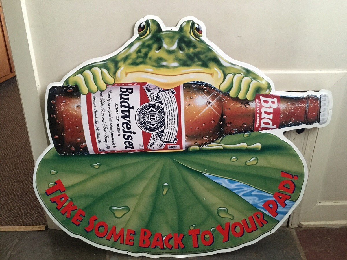 Vintage 1995 Budweiser With Frog On Leap Pad Take Some Back To