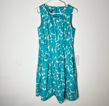 Talbots Blue Floral A-line Dress Pockets Fit And Flare 6P Mgd