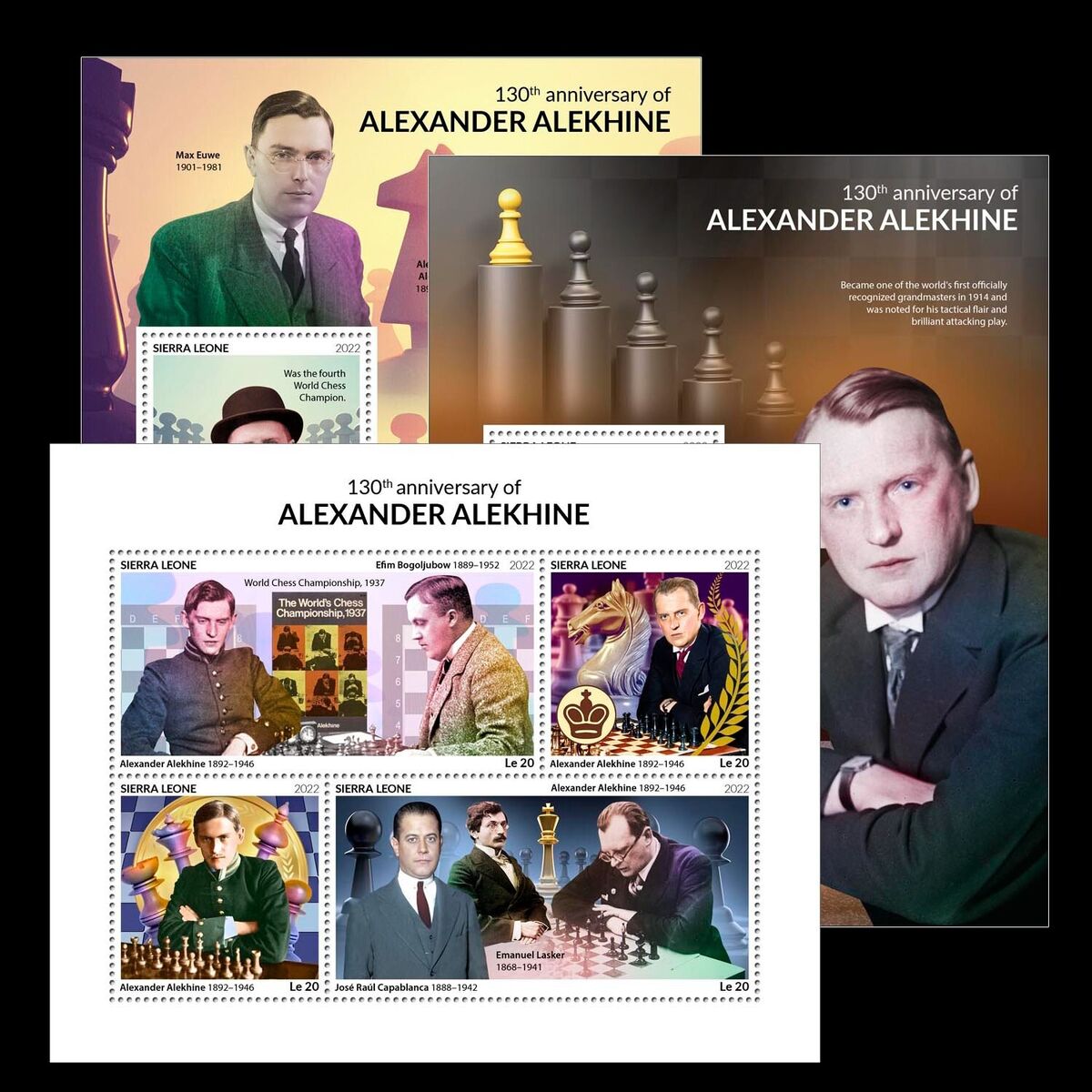 Chess Alexander Alekhine 130th Anniversary MNH Stamps 2022 Sierra