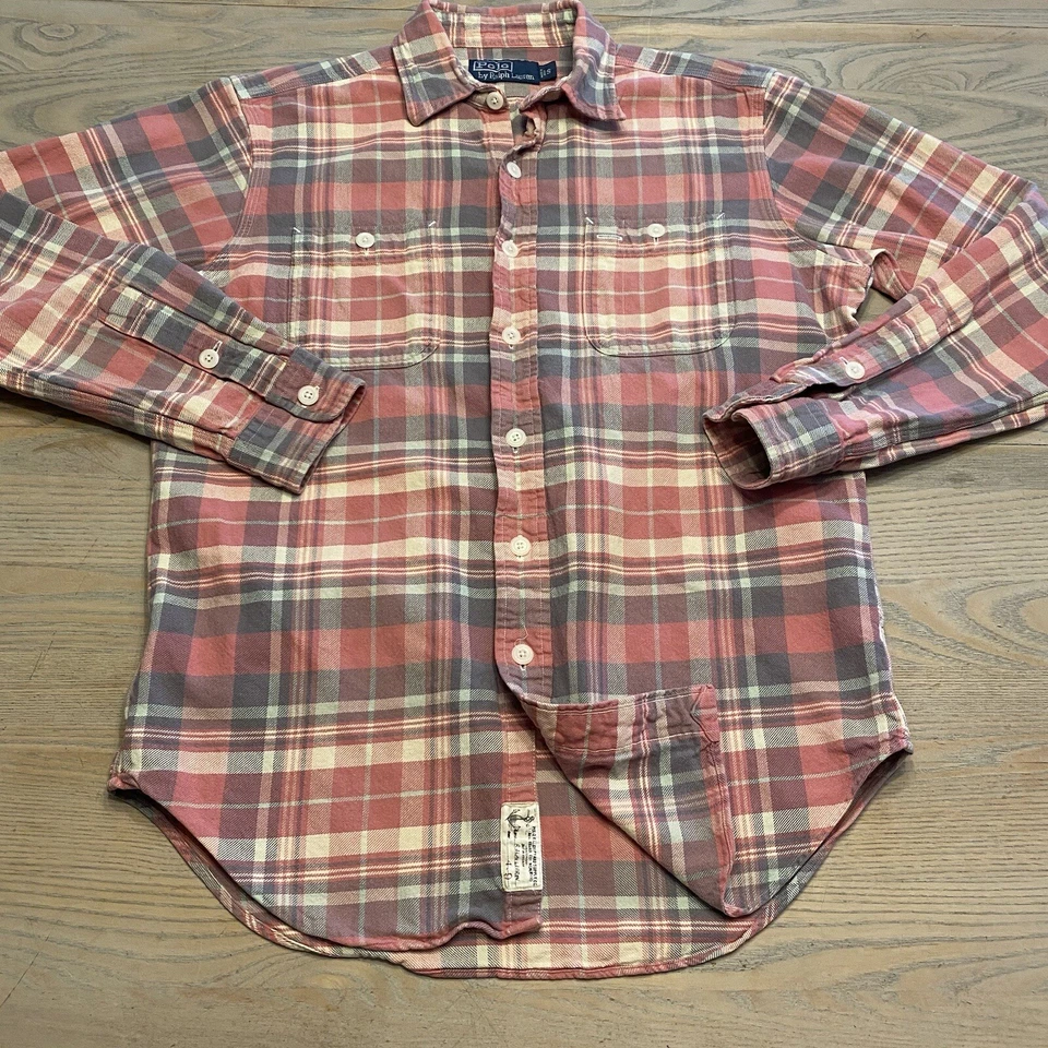 Polo Ralph Lauren Rosa Sarga a Cuadros Shipyard Supply Co Para Hombres S Largo Slv Abotonado Foto 2 de 4