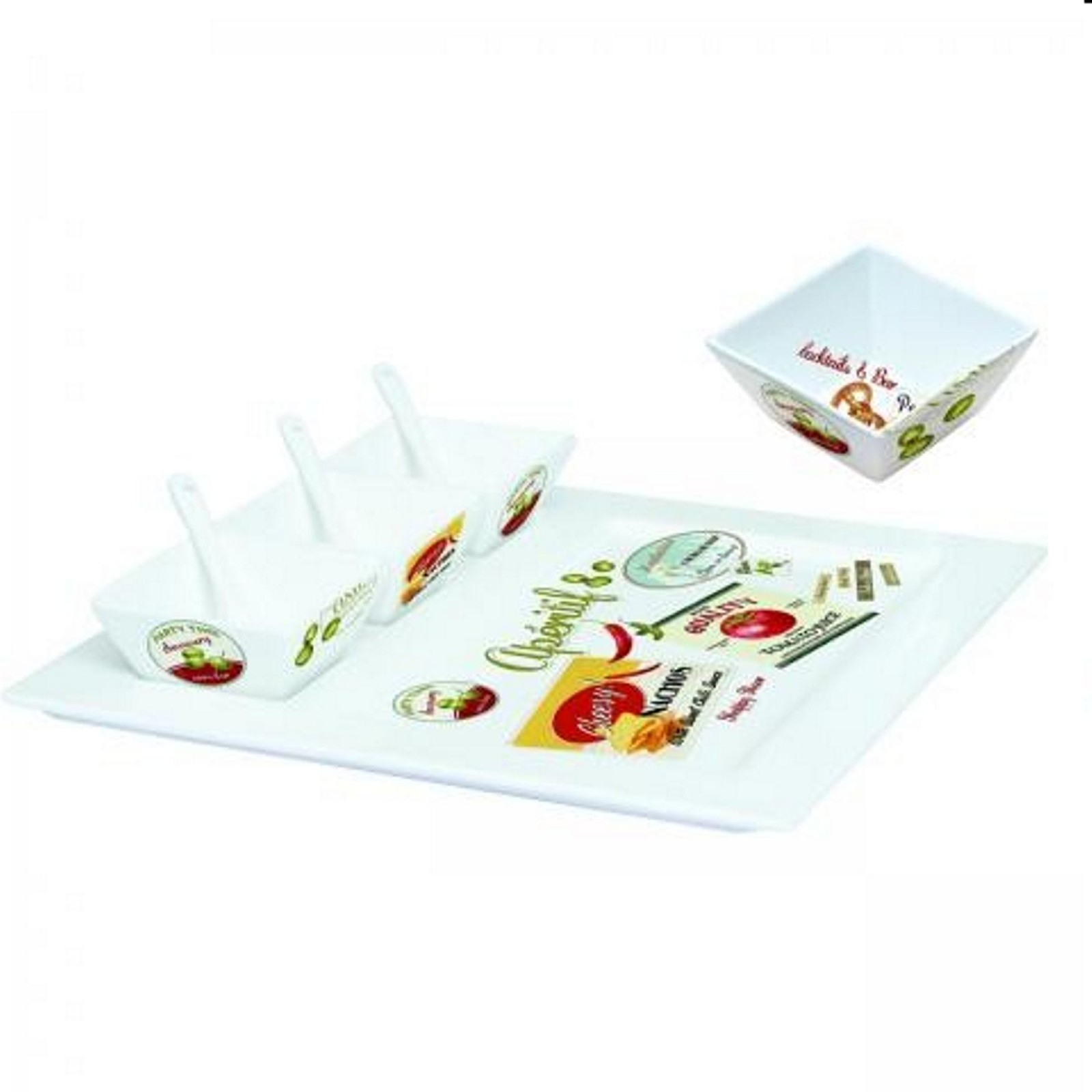 Juego De 4 Platos De Aperitivos Para Fiestas De Porcelana Vintage Nuevo