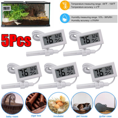 5Pcs Digital Hygrometer Thermometer Gauge with Probe Temperature Humidity Meter
