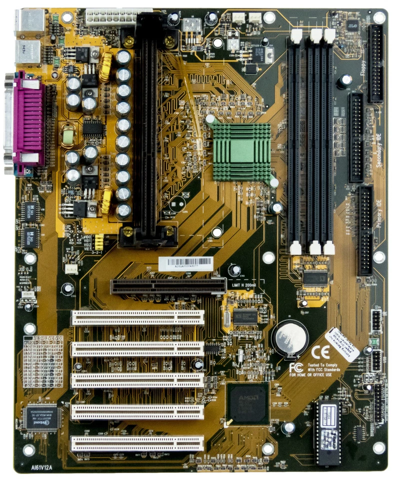 Original Shuttle Ai61v12a Socket A 3x Sdram AGP 5x PCI ATX Mainboard - Image 2 of 2