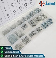 Locking Washer Set - Split, Star, & Circle Star Washers - 720pc - Carbon Steel 