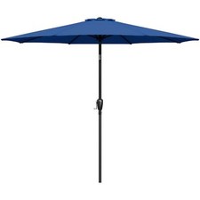 9ft Patio Umbrella Outdoor Market Yard Umbrella with Push Button Tilt/Crank Blue