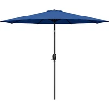9ft Patio Umbrella Outdoor Market Yard Umbrella with Push Button Tilt/Crank Blue