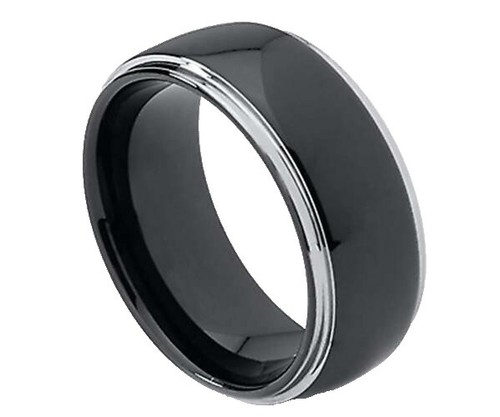 Men's Black Ceramic Ring With Natural Acacia Koa Wood Inlay - 8mm Comfort Fit, Size 9 - View #6