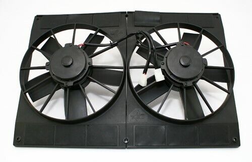 Dual 11" Electric Radiator Twin Cooling Fans with Shroud Extreme Cooling 2780CFM - Picture 1 of 1