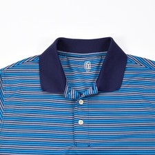 PGA Tour Men s Polo Golf Shirt Short Sleeve Blue Striped Size Small