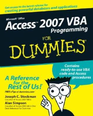 Access 2007 VBA Programming For Dummies - Paperback - VERY GOOD