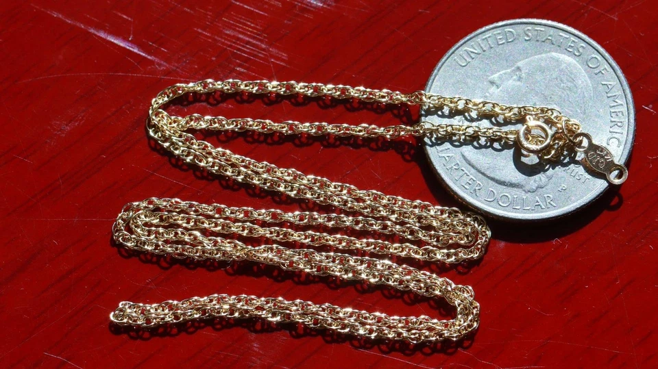 Ожерелье из желтого золота 14 карат 18,0 дюймов винтажная сингапурская цепочка ручной работы 1,75 г - Изображение 4 из 4