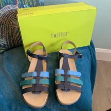 Hotter Size 8 (42) STD Navy Multi Leather Sandals (SOL)