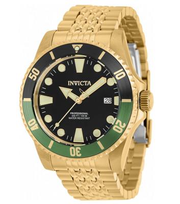 Invicta Pro Diver Automatic Men's 44mm Lume Markers 100M Gold Watch 39763