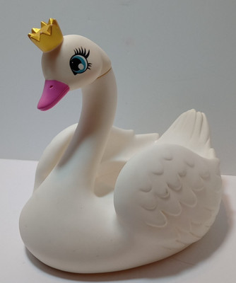 Princess Swan With Crown Cup Holder Bath Pool Toy 8'' Hard Plastic