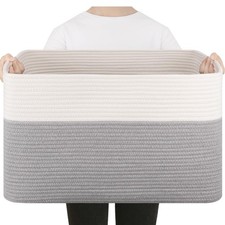 75L Large Blanket Basket, Toy Basket Bin for Kids, Cotton Rope Woven Storage ...