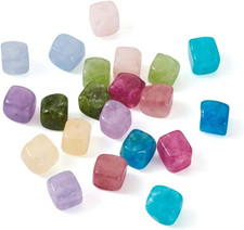 200Pcs Natural Cube Mixed Gemstone Beads 8Mm Square Loose Stone Beads Crystal En