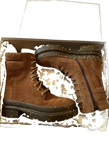 Baldinini Women’s Suede Leather Ankle Boots Brown Size 7 EU 37 Made In Italy NIB - product listing photo