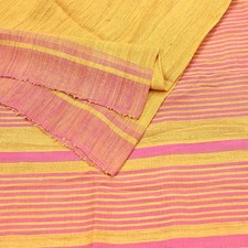 Indian Vintage Heavy Sari Yellow Pink Pure Khadi Silk Handloom Saree fabric