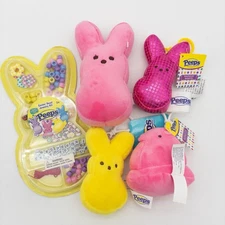 Easter Peeps Gift Set – Plush Bunny & Chick Toys Keychains with Bead Kit