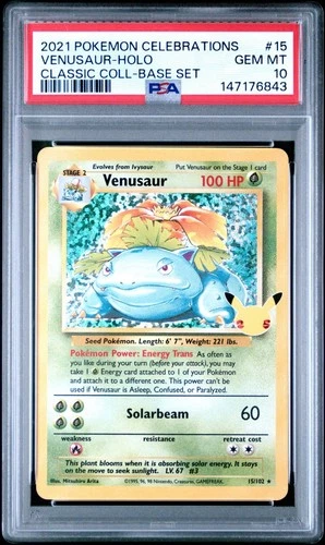 2021 Pokemon Celebrations Venusaur Holo Classic Coll Base Set #15 PSA 10 Gem