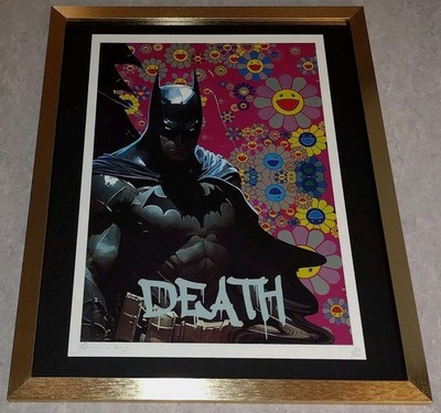 DEATH NYC ltd ed signed FRAMED art print 45x32cm Superhero Batman X Murakami