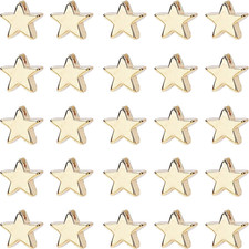 60Pcs 14K Gold Plated Star Beads 6Mm Twinkle Star Beads Long-Lasting Spacer Bead