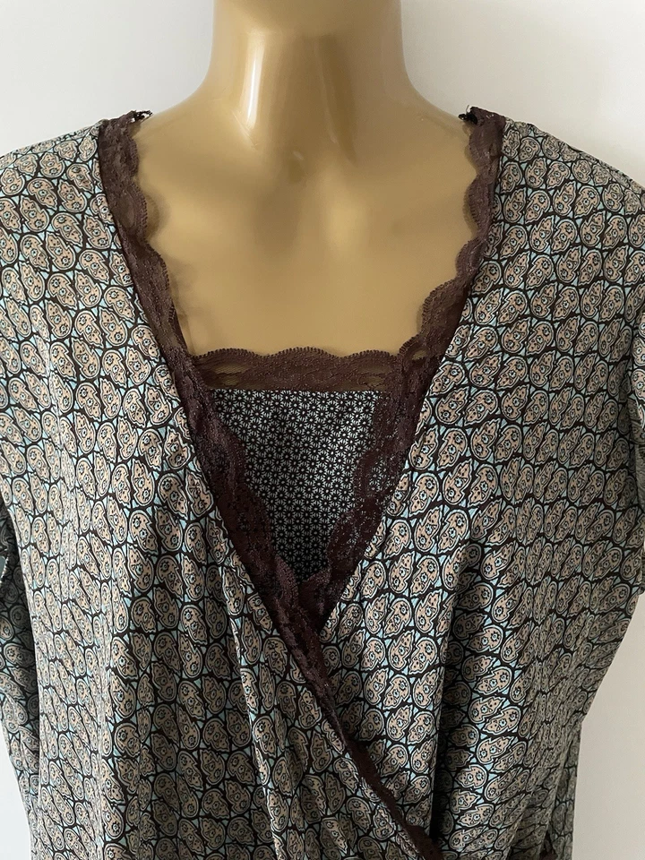 Блузка Emma James с кружевной отделкой 16 90-е Y2K богемное коттеджкор вестерн развевающийся рукав - Изображение 2 из 4