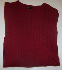  8 Vintage JOS.A BANK Red Twisted Baby Cable Pullover Crew-Neck Sweater M-L/XL
