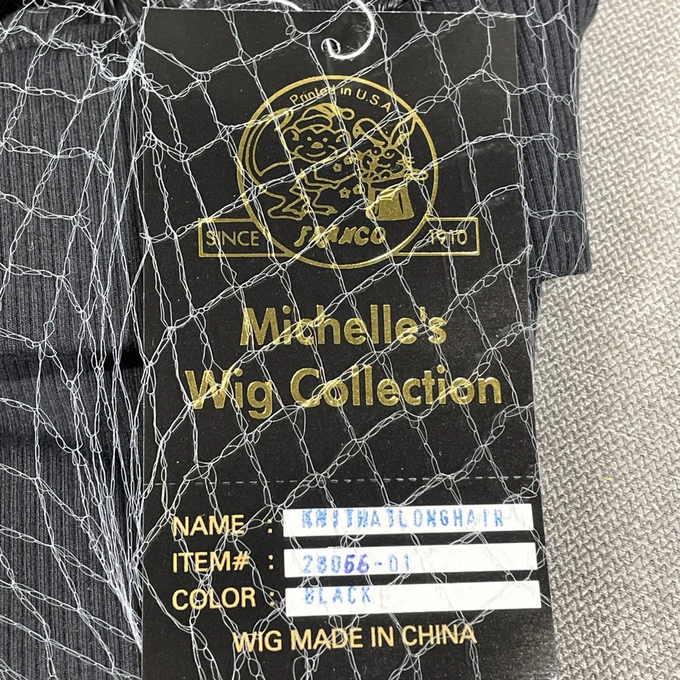 Colección Peluca Micheles Teatral Halloween Juegos con disfraces Sombrero Tejido con Pelo Largo Negro Foto 3 de 4