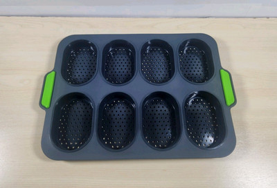 Non-Stick DIY Silicone Perforated Mini Baguette Bread Roll Baking Tray 8 Grid_BN
