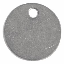 Blank Tag, Stainless Steel, 2 In H X 2 In W, Silver, Round, 25 Pk, 43592