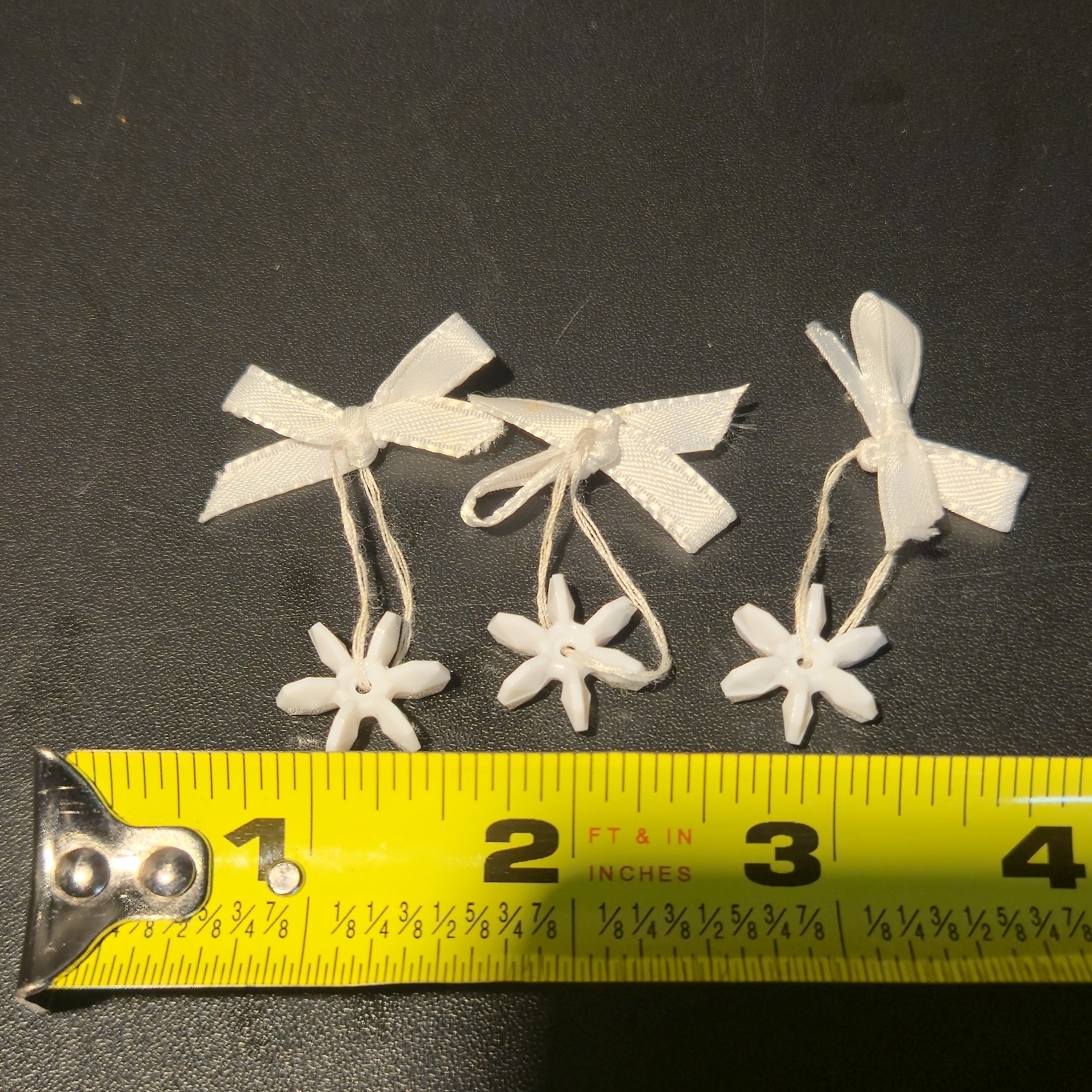 Set Of (3) Miniature White Snowflake Shaped Christmas Ornaments image 3