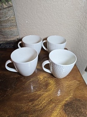 Royal Doulton GORDON RAMSAY White MAZE GRILL COFFEE MUGS Set of 4 mugs. 