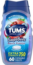 TUMS Antacid Smoothies Berry Fusion Tablets 60 Count
