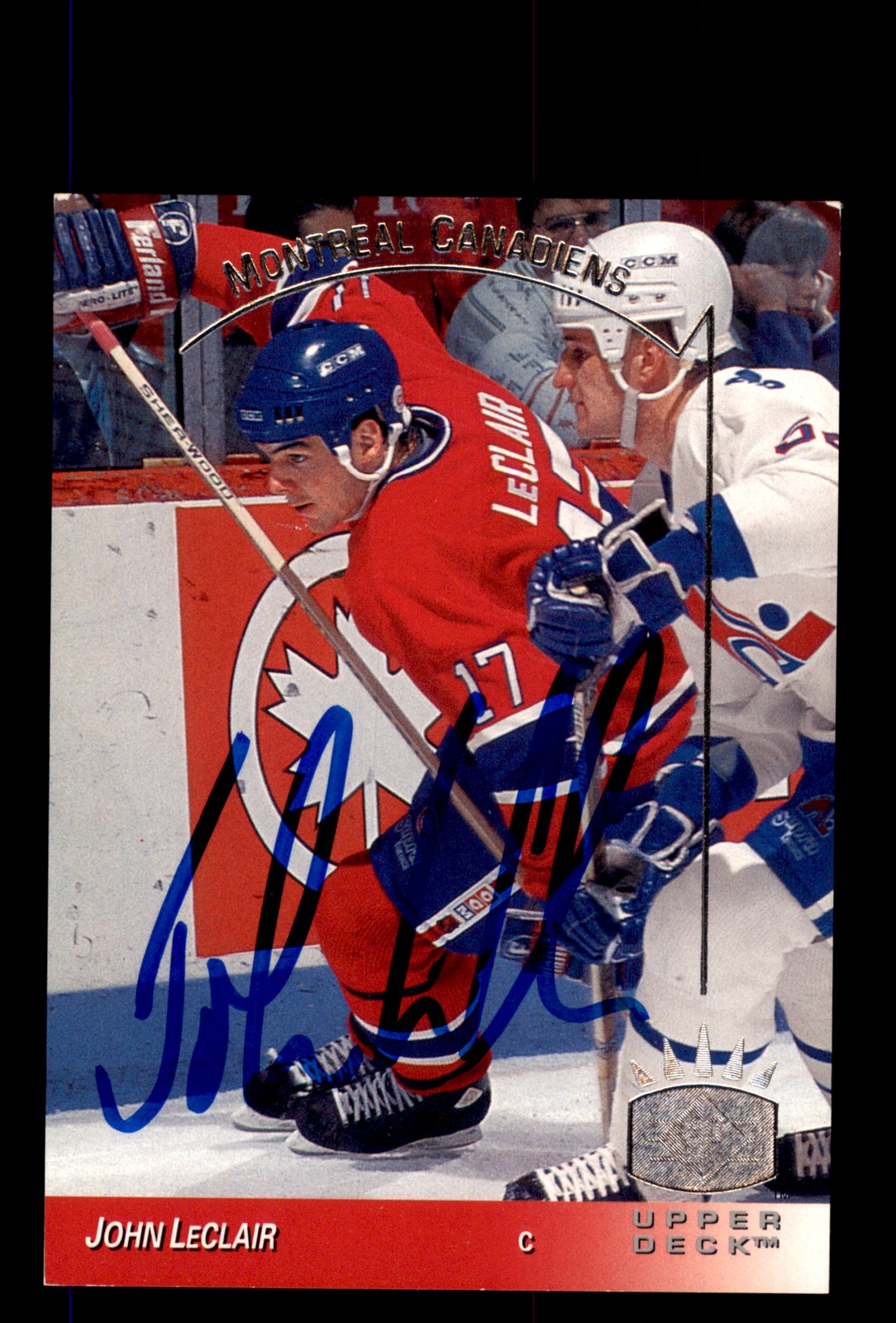 Signed Hockey Card Auto John LeClair 1993-94 Upper Deck #79 Canadiens