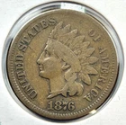 1876 1c IHC VG/F INDIAN Head Cent Nice Coin Very Good Fine Slider Key Date NR!