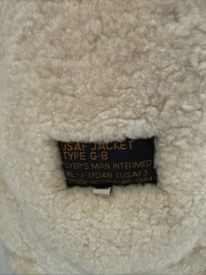 USAF G-8 Black Sheepskin Shearing Lined Pilot Flyers Jacket Coat XL Pilot Bomber - Image 4 of 4