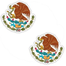Mexican Sticker - Mexico Flag Coat of Arms Eagle - Vibrant 2" x 2" 2 Pack 