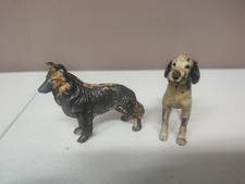 Vintage Lot Of 2 Cast Iron Metal Dogs Toys Fi...