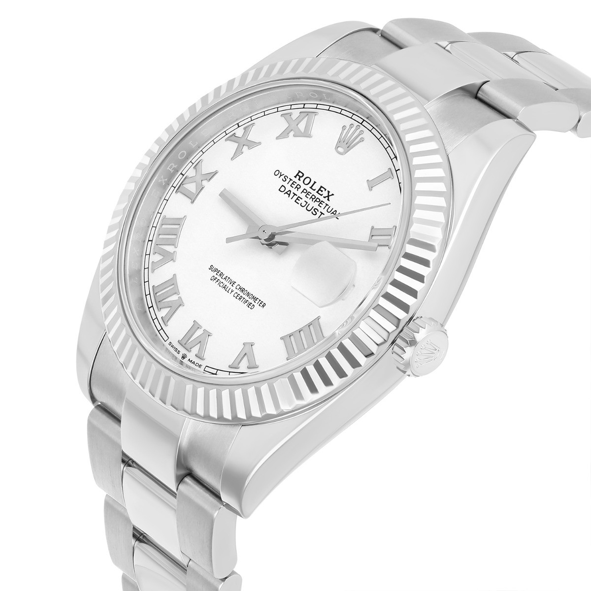 Rolex Datejust 41mm 126334 Fluted Bezel White Roman Dial Oyster Bracelet image 6