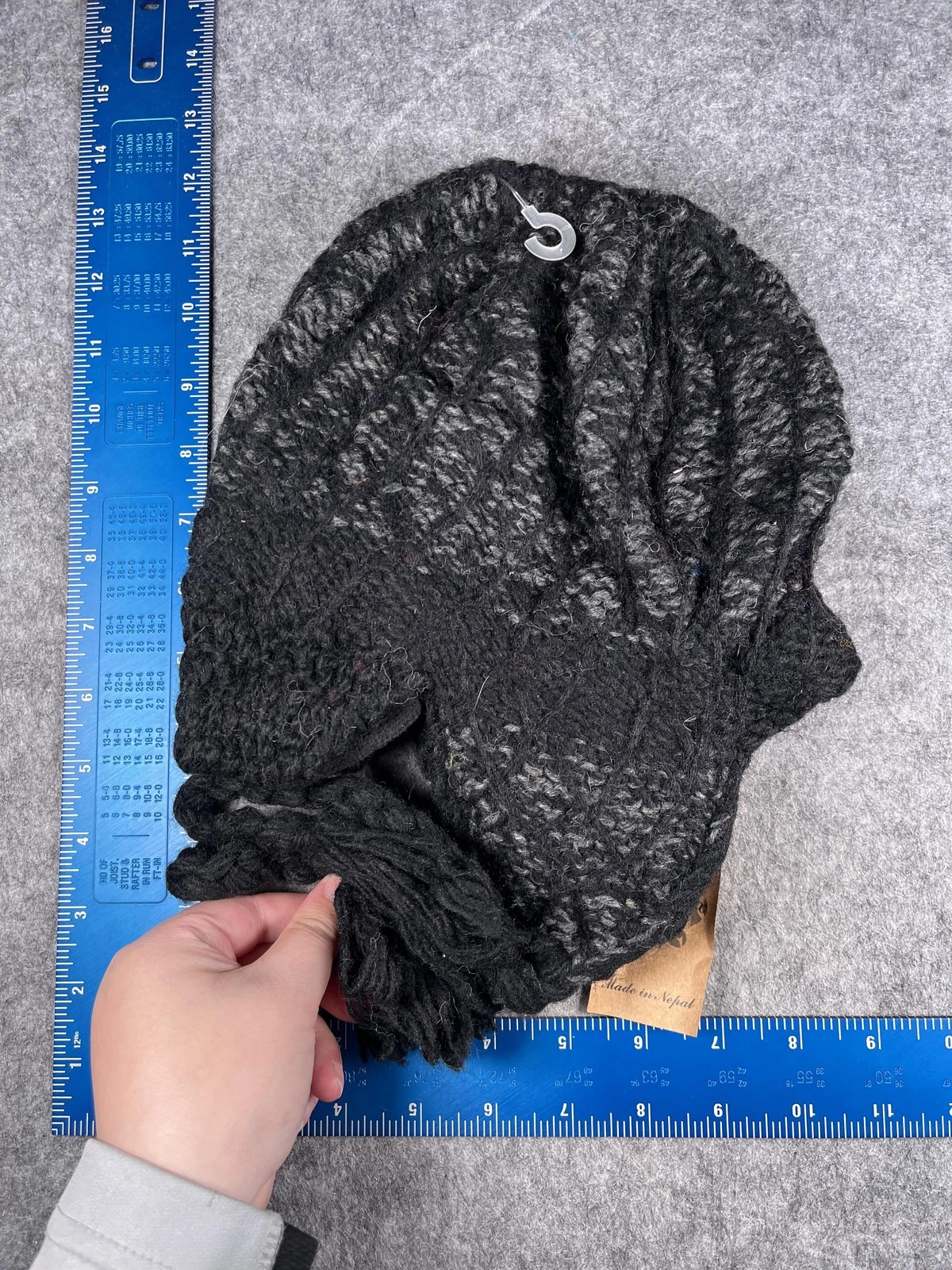 Cheveux Hat Trapper Womens Small Black Knit Ear Flap Fleece Lined Winter
