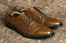 Florsheim Imperial Longwing Blucher Dress Shoes V Cleats Brown Leather Mens 14