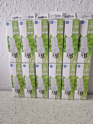 12 x 9W (=45W) GE CFL Stick BC B22 Bajonettverschluss Energiespar Glühbirne