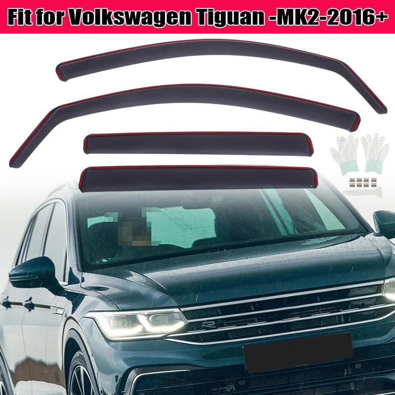 4-Tlg Set Windabweiser Regenabweiser Schwarz Für VW Tiguan 2 2016 2017 2018-2024 - Bild 3 von 4