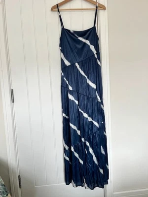 Zara navy blue and white tie-dye maxi dress - Image 1 of 4