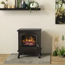 Be Modern Torva 2kW Electric Stove Matt Black Log Flame Fire Heater Freestanding