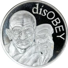 1 oz Round 2017 Silver Shield disOBEY Mahatmi Ghandi .999 Fine Guy Fawkes Mask
