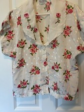 VINTAGE VAL MODE WOMEN'S FLORAL BED JACKET SIZE M  LINGERIE COVERED BUTTONS VGUC