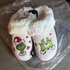 American Eagle Dr. Seuss The Grinch Christmas Plush Slippers - Ladies SZ 9 NEW