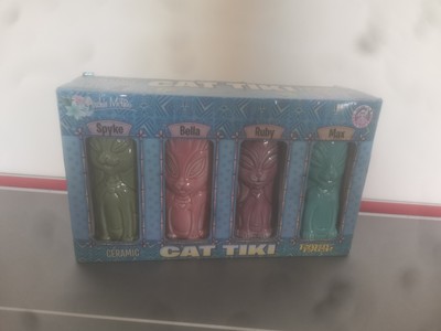 Katze Tiki Becher Party Pack Archie McPhee Keramik Starterset 4er Pack nagelneu, Katzen